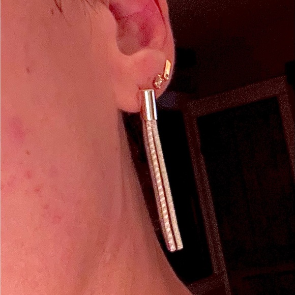 Vintage Sterling Silver Long Tassel Dangle Earrings. Simple and stunning. - Picture 5 of 6